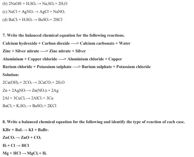 Ncert Solutions For Class Science Chapter Chemical Reactions And