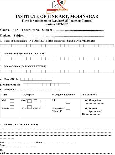 Application form - International Institute of Fine Arts, [IIFA]