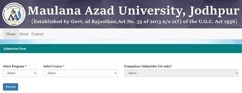 Application Form- Maulana Azad University, Jodhpur