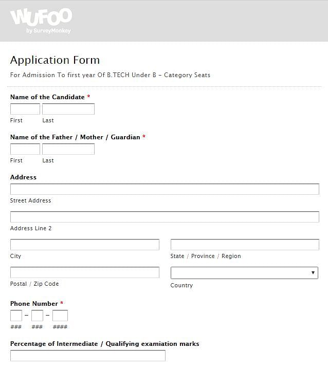 Application Form- UCET, Guntur