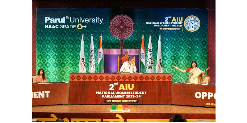 Setting the Stage for Empowering Young Women Towards Public Policy & Governance as the Second Edition of AIU’s National Women Student Parliament Continues at Parul University