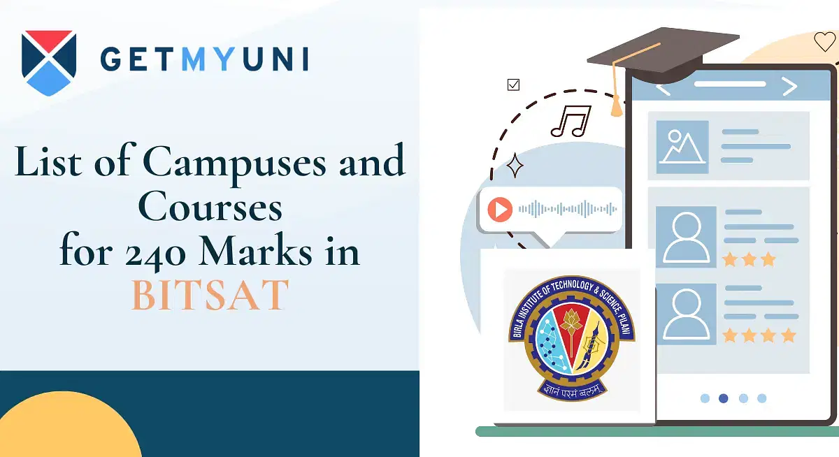 List of BITS Campuses and Courses for 240 Marks in BITSAT 2025