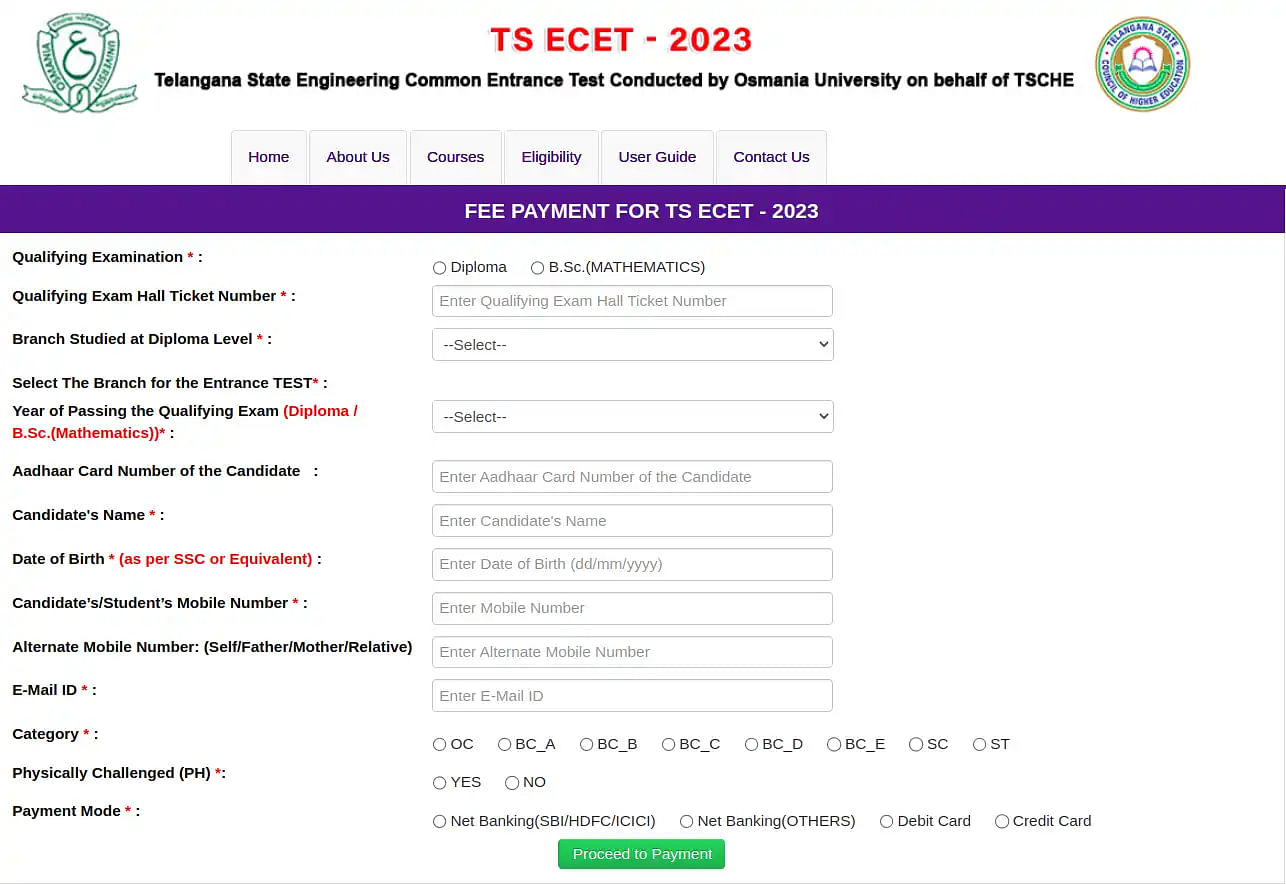 TS ECET Application Fee