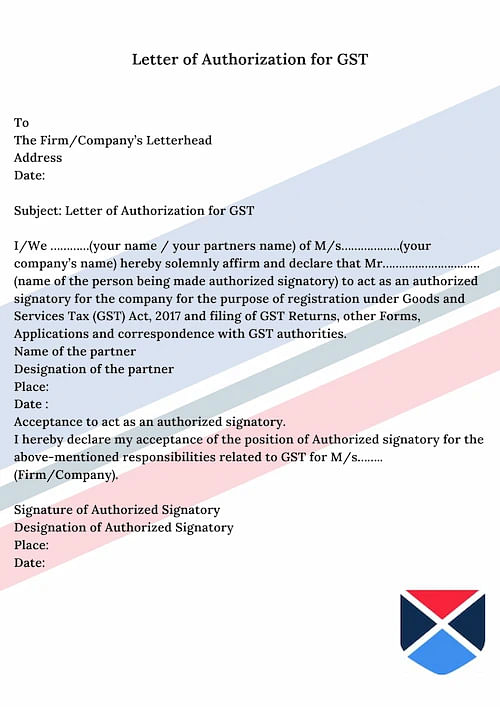 Authorization Letter for GST