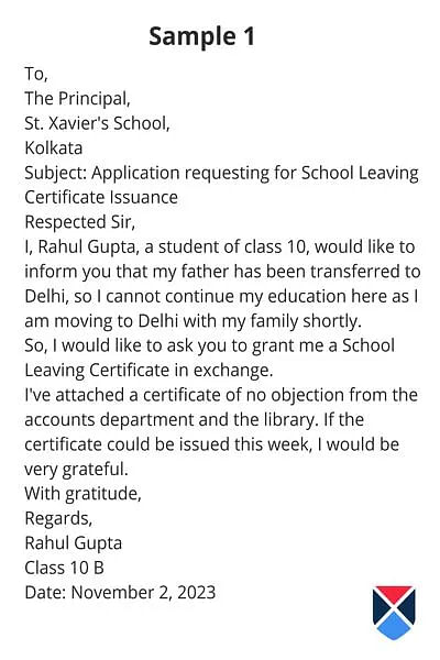application letter format for duplicate school leaving certificate