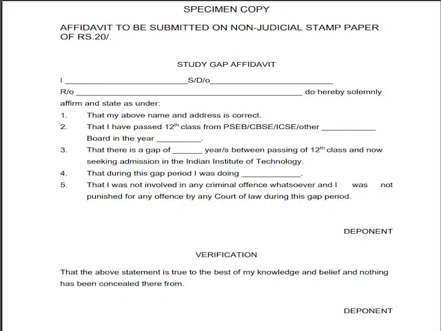 JoSAA Gap Certificate Format