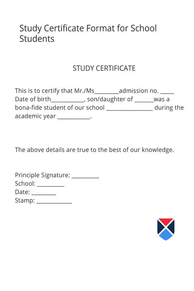 assignment certificate format