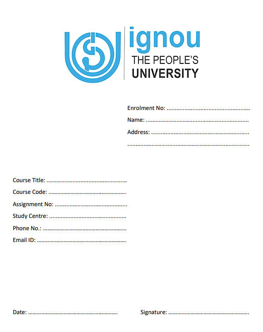 IGNOU Assignment Front Page 