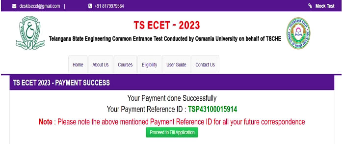 TS ECET Payment Successful