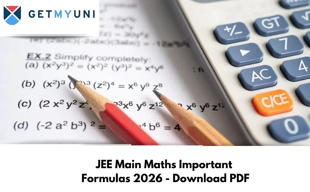 JEE Main Maths Important Formulas 2026 - Download PDF