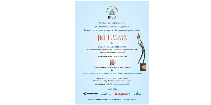JKLU To Honor Padma Vibhushan Awardee Dr. R A Mashelkar With The JKLU Laureate Award
