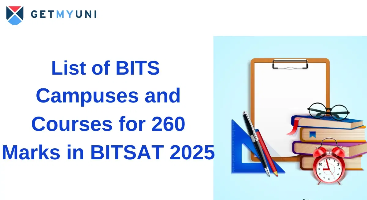 List of BITS Campuses and Courses for 260 marks in BITSAT 2025