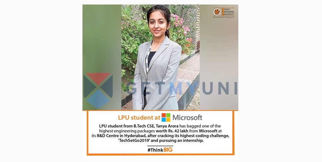 LPU Engineering Student bags INR 42 Lakh Microsoft job