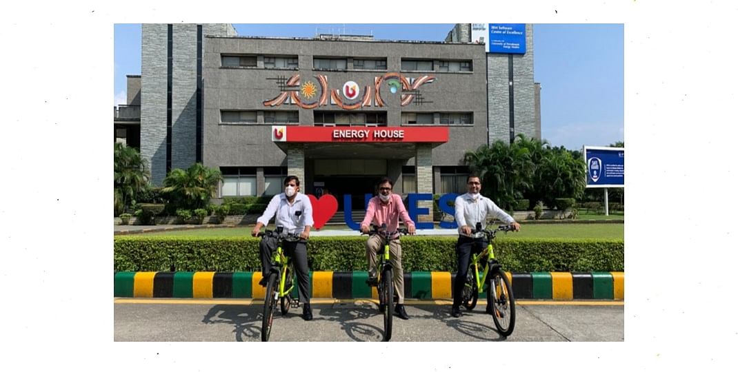 UPES Takes a Step Towards Sustainable Future, Designs Solar Tree Powered Electric Bicycle