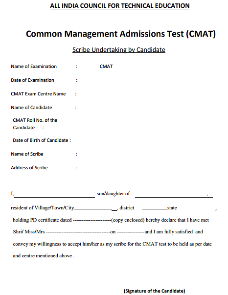 CMAT Scribe Undertaking form