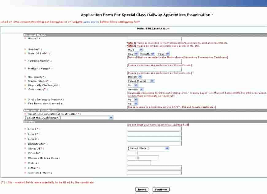 UPSC SCRA application form