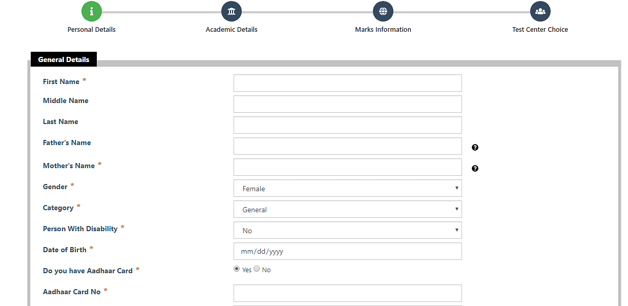 NIMCET Registration Page