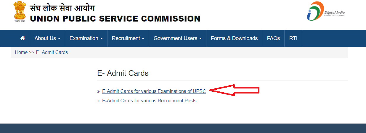 UPSC CDS admit card download step-2