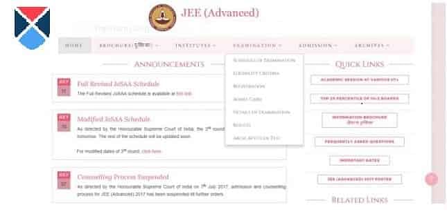 JEE advanced Result Page