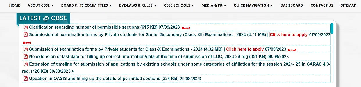 Steps to Fill CBSE Class 10 Exam Form for Private Candidates