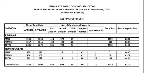 MBOSE HSSLC Commerce Result 2025