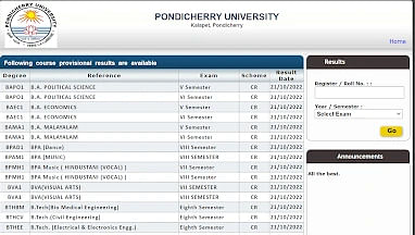Pondicherry University Result 2022