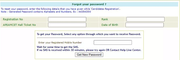 AP EAMCET 2023 Forgot Password