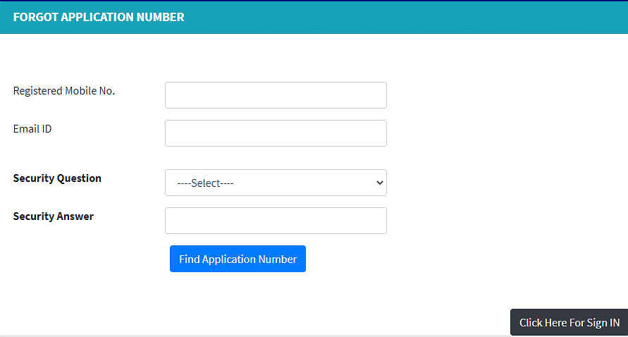 Forgot Application Form Number
