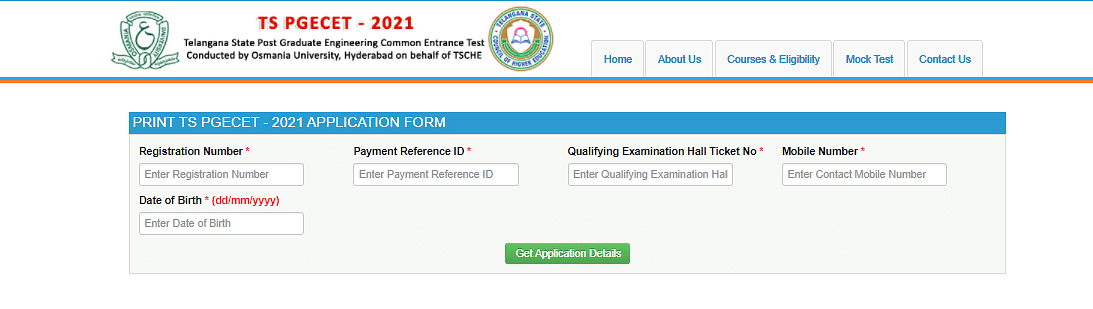 TS PGECET Application Form 2023 (Closed): Form Correction (Completed)
