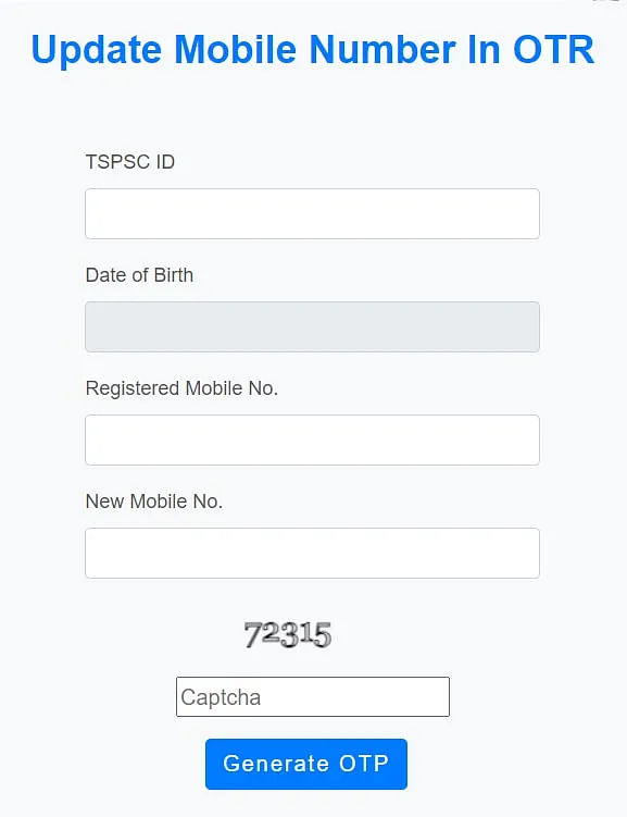 TSPSC OTR Login - Updating Mobile Number