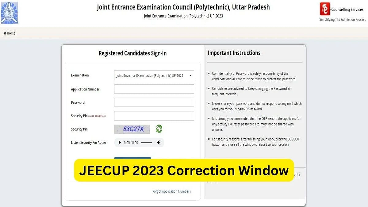 JEECUP Application Form Correction