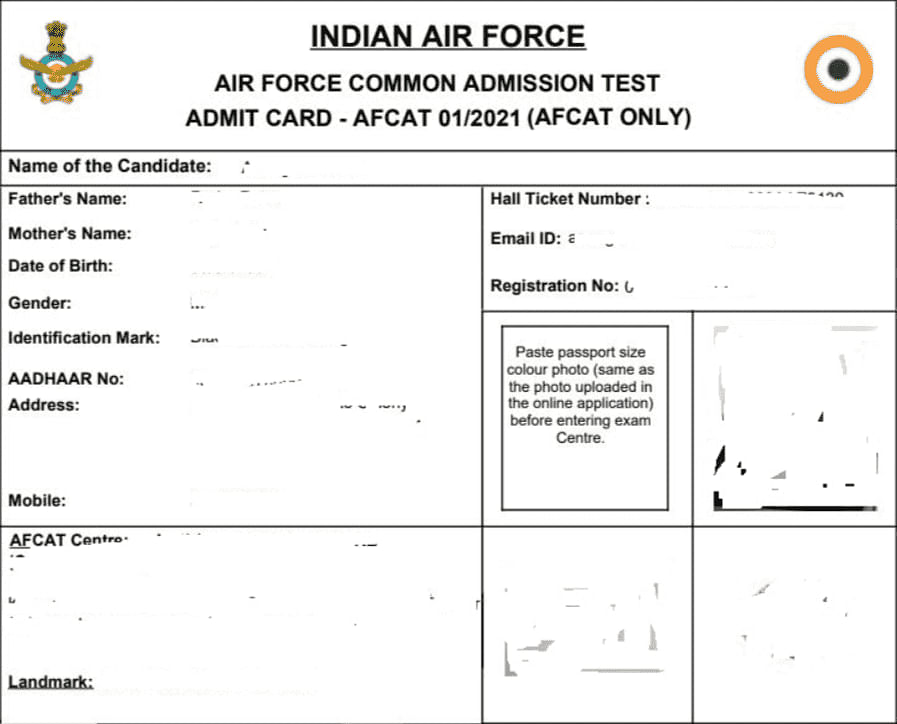 Air Force AFCAT Admit Card 2023
