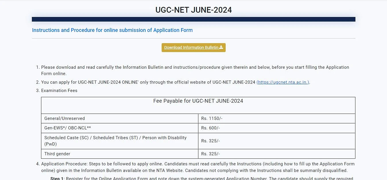 UGC NET 2024 Instruction Page