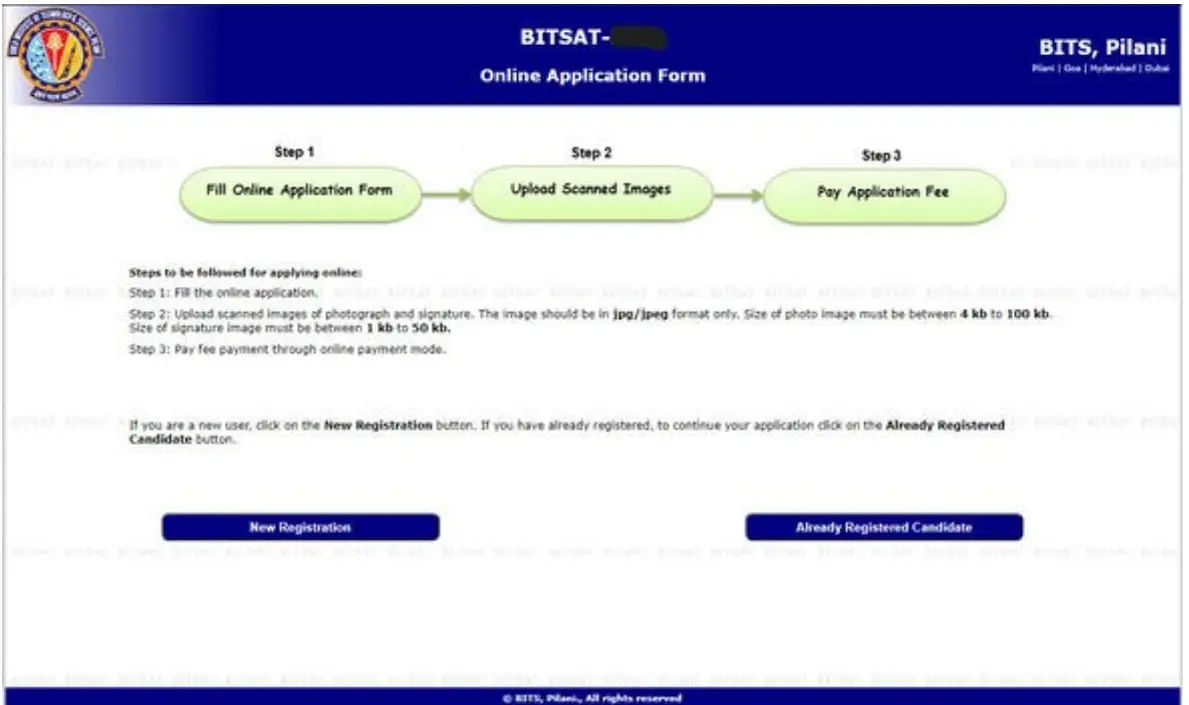 Step 3 to register for BITSAT
