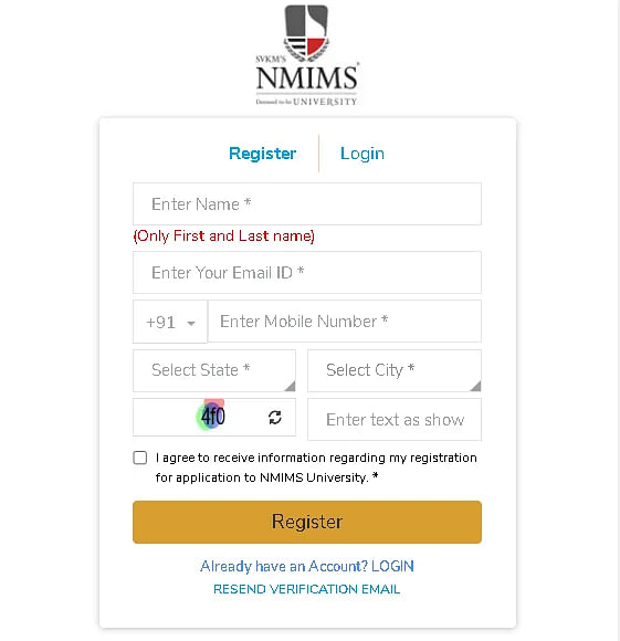 NMIMS SOPA Registration 