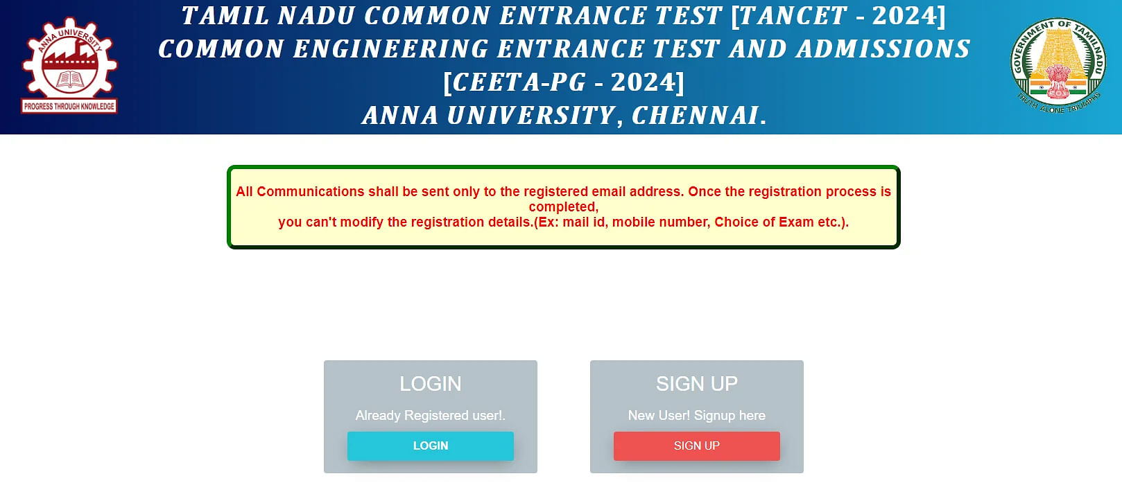 TANCET Application Form Registration 