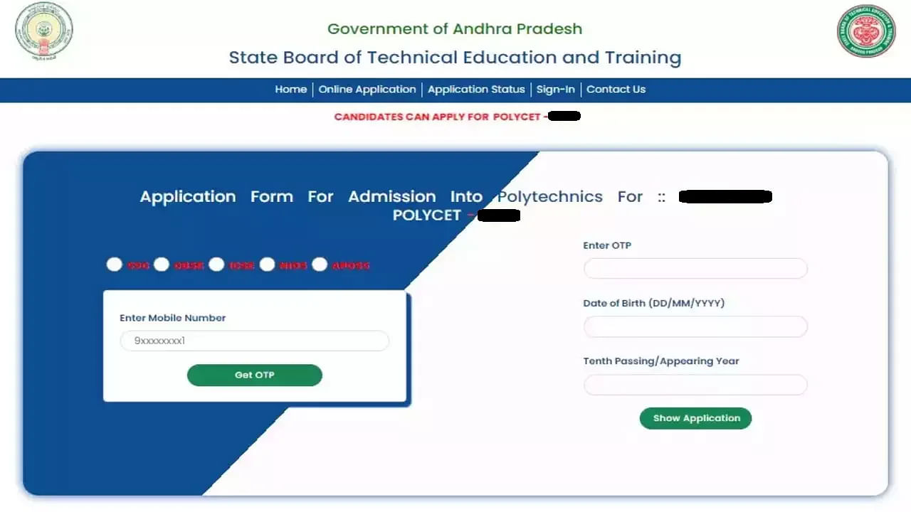 AP POLYCET Application Form Online Mode