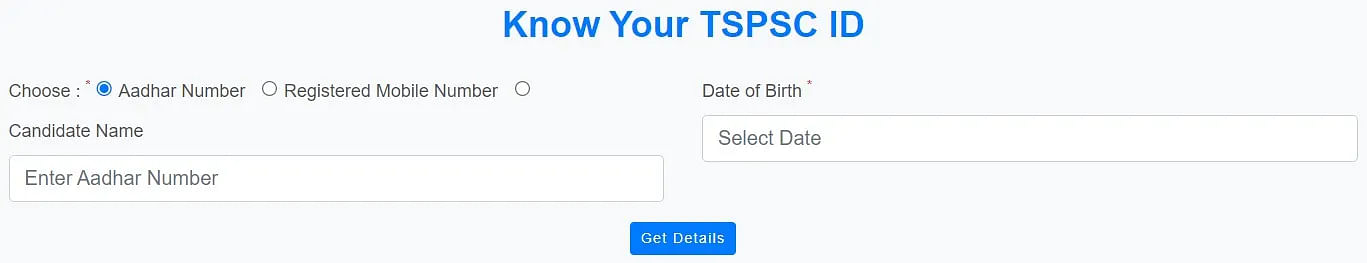 TSPSC Login ID Retrieval