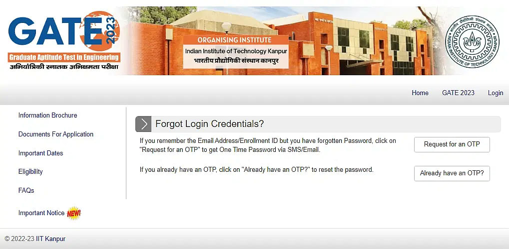 Enrollment ID or Password of GATE 2024