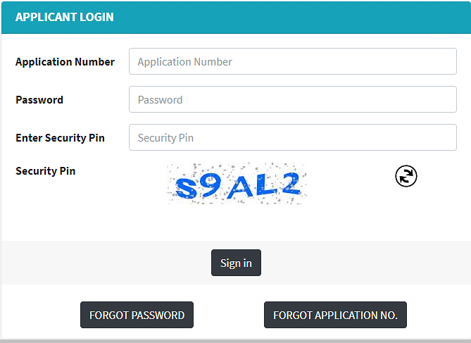icar aieea Login through application number and password