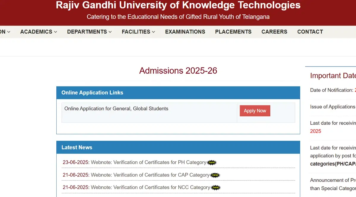 IIIT RGUKT Basar Selection List 2025 Releasing Today: Steps to download