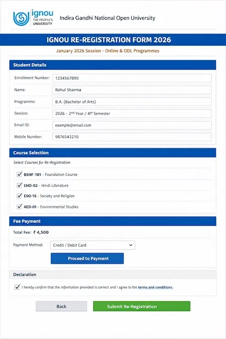 IGNOU 2026 Re-Registration Last Date Extended: Check Revised Date to Fill Application