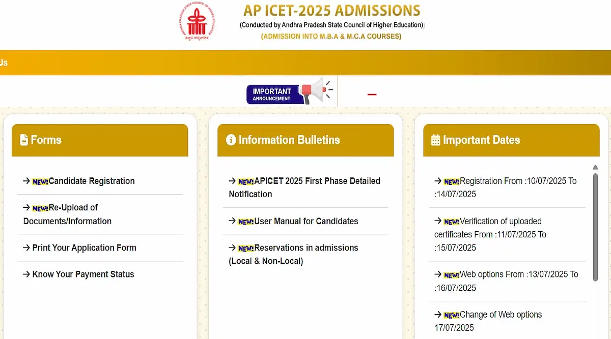 AP ICET Counselling 2025 Registration Last Date on July 14