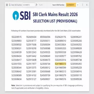 SBI Clerks Mains Result 2026 Released: Check the Selection List PDF