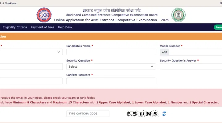 JCECE ANM Entrance Exam Registration Last Date 2025 Today on July 10