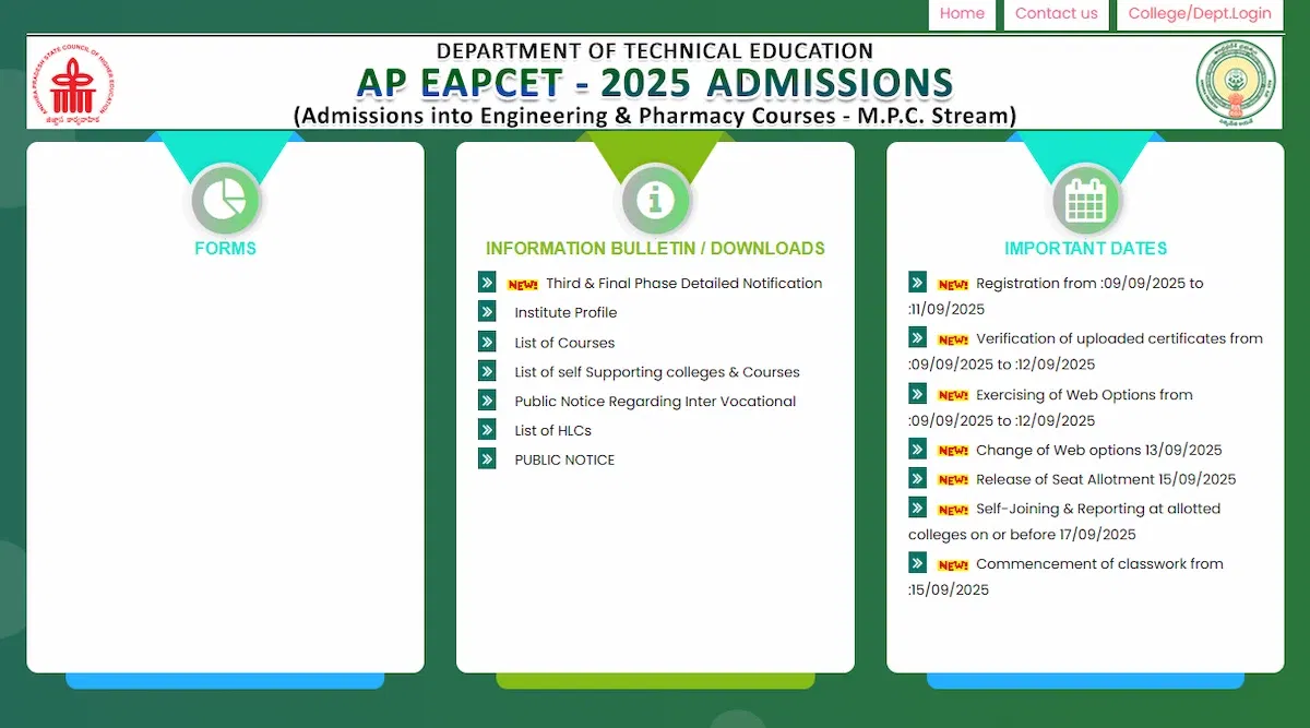 AP EAMCET Phase 3 Counselling Dates 2025 Released
