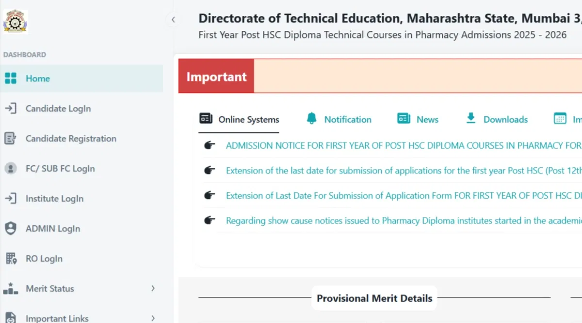 Maharashtra D.Pharma Round 1 Seat Allotment 2025 Download Link Activated