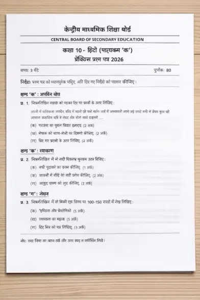 CBSE 2026 Hindi Practice Question Paper 2026 for March 2nd Exam: Important Instructions