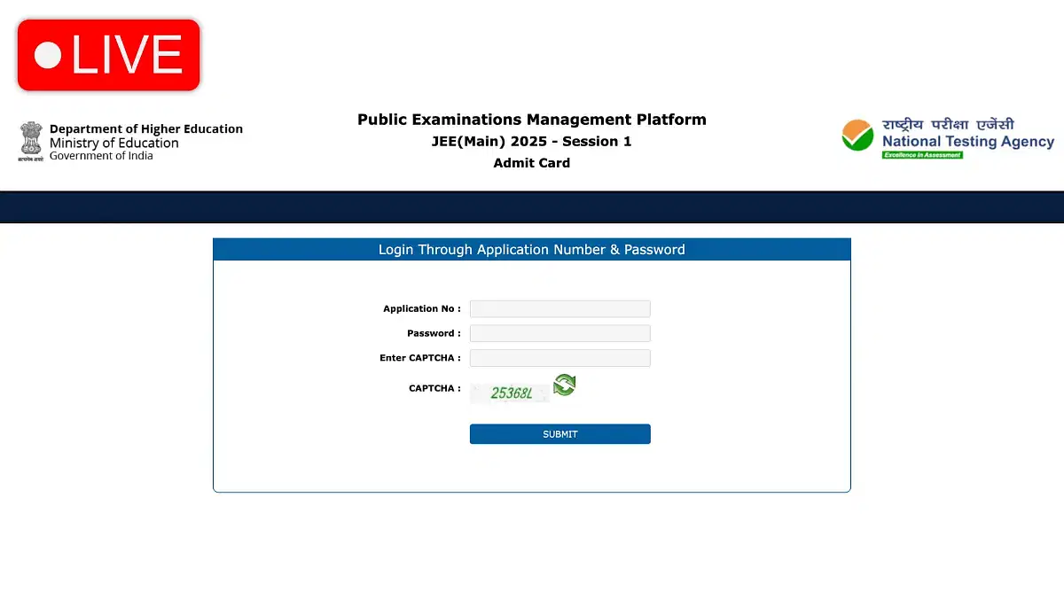 JEE Main Session 1 Admit Card 2025 OUT (LIVE): NTA Activated Download Link at jeemain.nta.nic.in