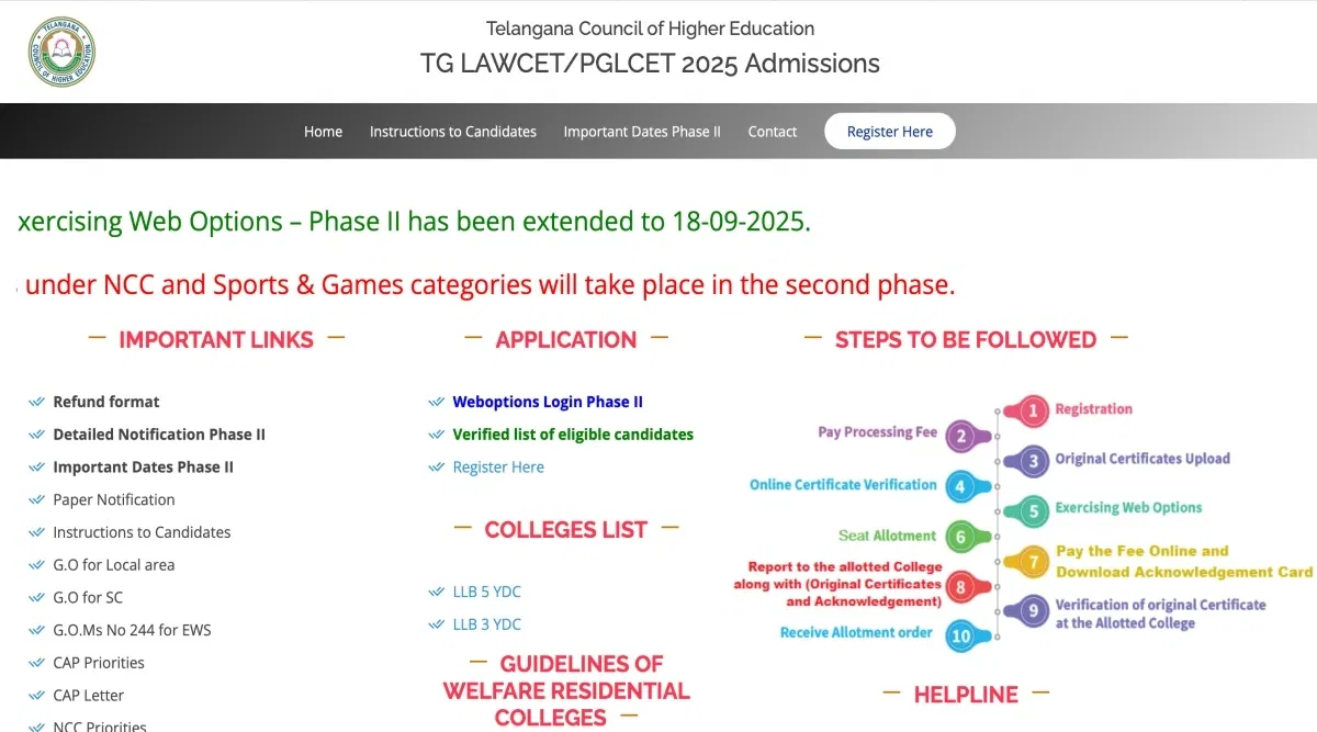TG LAWCET Phase 2 Seat Allotment 2025 LIVE Updates: Download Link Soon